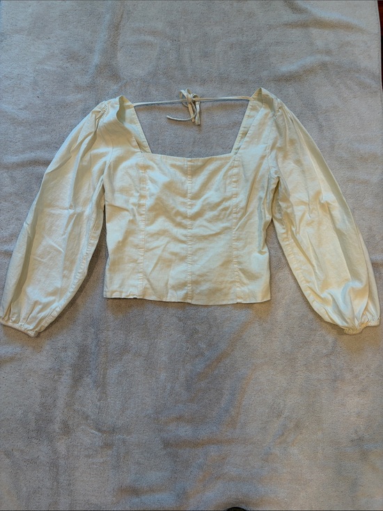 GAP Tops - Womens Cream Square Neck Puff Sleeve Blouse